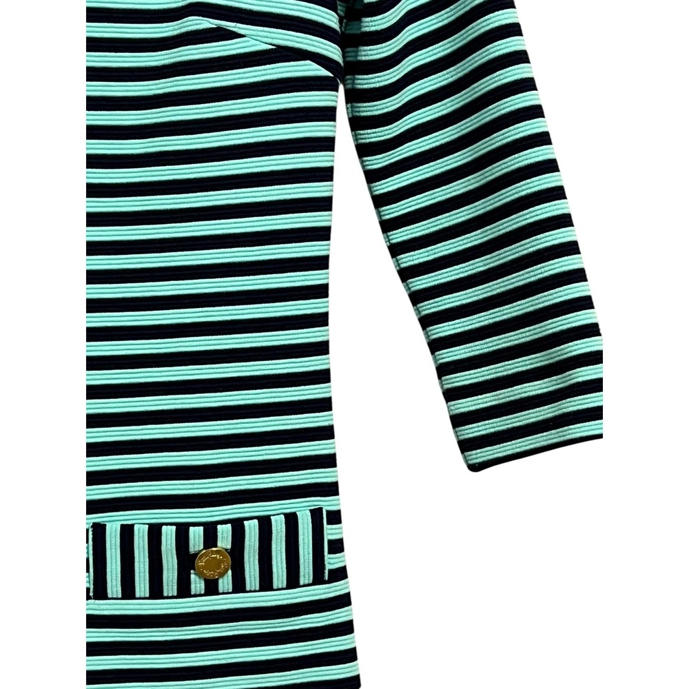 Lilly Pulitzer Mint Green and Black Striped Long Sleeve Dress - Picture 7 of 12